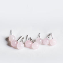 Load image into Gallery viewer, S925 Natural Light Pink 8mm Mozambique Rose Quartz Stud Earrings Stone Stud Post
