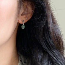 Load image into Gallery viewer, S925/Surgical Steel Filigree Flower 8mm Green Jade Dangle/Stud Earrings
