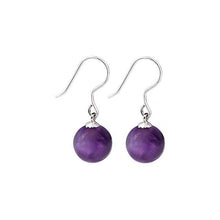 Load image into Gallery viewer, Surgical Steel 8mm AAA Purple Amethyst Half Drilled Birthstone Earrings
