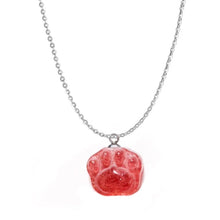 Load image into Gallery viewer, S925 AAA Red Strawberry Quartz 16X14mm Cat Paw 16-18inches Pendant Necklace
