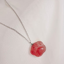 Load image into Gallery viewer, S925 AAA Red Strawberry Quartz 16X14mm Cat Paw 16-18inches Pendant Necklace
