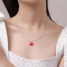 Load image into Gallery viewer, S925 AAA Red Strawberry Quartz 16X14mm Cat Paw 16-18inches Pendant Necklace
