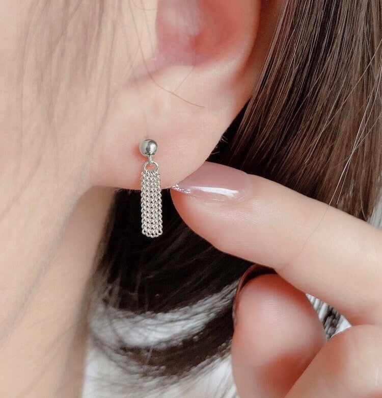 Korean Surgical Steel Mini 5 Layers Tassel Chain Earrings 2.5cm