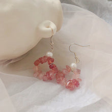 Load image into Gallery viewer, S925 Dangle 3-7mm Natural Strawberry 5mm Baroque Pearls Circle Earrings
