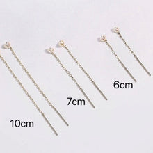 Load image into Gallery viewer, Stainless Steel 3mm Extra Small Natural Pearls Threader Earrings 6cm/7cm/10cm
