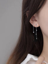 이미지를 갤러리 뷰어에 로드 , 우아한 비대칭 2개 다른 디자인 5mm 큐빅 지르코니아 체인 귀걸이 스틸 2.5cm/4.5cm
