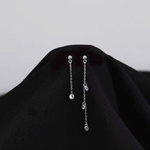 이미지를 갤러리 뷰어에 로드 , 우아한 비대칭 2개 다른 디자인 5mm 큐빅 지르코니아 체인 귀걸이 스틸 2.5cm/4.5cm
