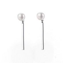 将图片加载到图库查看器，S925 Post Stud 5mm AAA Button Freshwater Pearls 3cm Rectangle Bar Earrings
