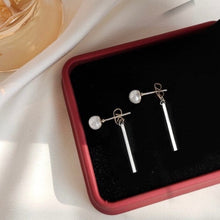 将图片加载到图库查看器，S925 Post Stud 5mm AAA Button Freshwater Pearls 3cm Rectangle Bar Earrings
