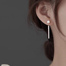 将图片加载到图库查看器，S925 Post Stud 5mm AAA Button Freshwater Pearls 3cm Rectangle Bar Earrings
