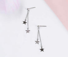 이미지를 갤러리 뷰어에 로드 , 한국 패션 스타일 10mm 더블 스타 체인 귀걸이 스테인레스 스틸 4-4.5cm
