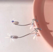 이미지를 갤러리 뷰어에 로드 , 스타 실버 체인 스몰 클리어 Ab 레인보우 큐브 설탕 크리스탈 오스트리아 미니 6mm 귀걸이 7cm
