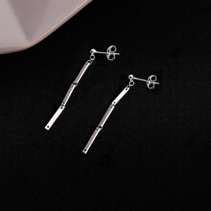 한국 펑크 2.5cm 직사각형 참 바 귀걸이 8.5-9cm