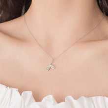 이미지를 갤러리 뷰어에 로드 , S925 실버 올리브 가지 모조 고양이 눈 그린 스톤 목걸이 ~16-17인치
