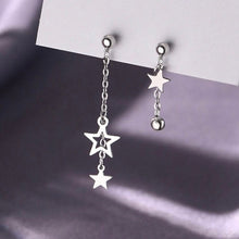 이미지를 갤러리 뷰어에 로드 , Asymmetrical 2-piece Different Design Korean Fashion Style Star Earrings, Stainless Steel, 5.5cm and 3cm Lengths, Trendy Jewelry.
