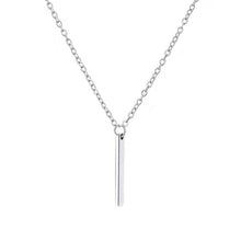 Load image into Gallery viewer, S925 Cable Chain With 2cm Steel Bar Rectangle Necklace 16-18 Inches
