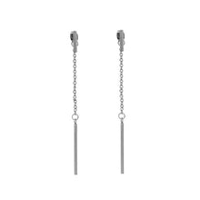 이미지를 갤러리 뷰어에 로드 , 한국 실버 스테인레스 스틸 바 직사각형 기하학 체인 귀걸이 8cm
