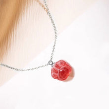 Load image into Gallery viewer, S925 AAA Red Strawberry Quartz 16X14mm Cat Paw 16-18inches Pendant Necklace
