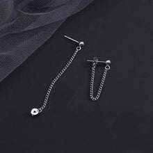 이미지를 갤러리 뷰어에 로드 , 한국 철강 미니멀리스트 2x2mm 체인 링크 스터드 펑크 트렌드 남여 귀걸이 3cm 앞에서 뒤로
