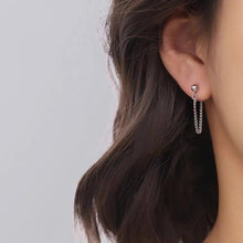 이미지를 갤러리 뷰어에 로드 , 한국 철강 미니멀리스트 2x2mm 체인 링크 스터드 펑크 트렌드 남여 귀걸이 3cm 앞에서 뒤로
