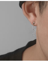 Load image into Gallery viewer, Surgical Steel Korean double 2x2mm Curb chain 3.5cm studs earrings Front To Back
