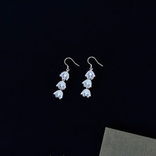 Load image into Gallery viewer, Silver 925/ Surgical Steel Acrylic Bell Flower Earrings 4mm Crystal Pearls Dangle Elegant Korean Fashion Style
