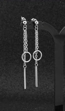 이미지를 갤러리 뷰어에 로드 , 한국 철강 10mm 원형 링 2cm 직사각형 참 귀걸이 6-6.5cm
