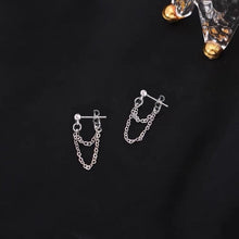 이미지를 갤러리 뷰어에 로드 , 한국어 더블 짧은 실버 1.2mmx1mm 2-2.5cm 미니 스터드 체인 귀걸이 미니멀리스트
