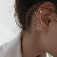 이미지를 갤러리 뷰어에 로드 , 한국어 더블 짧은 실버 1.2mmx1mm 2-2.5cm 미니 스터드 체인 귀걸이 미니멀리스트
