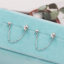 Load image into Gallery viewer, Korean Double Piercing Silver Steel Chain Earrings 3-3.5cm Minimalist Style
