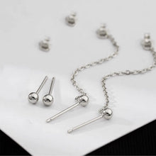 Load image into Gallery viewer, Korean Double Piercing Silver Steel Chain Earrings 3-3.5cm Minimalist Style
