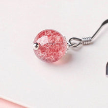 Load image into Gallery viewer, S925 Dangle 8.5mm AAA Strawberry Quartz Filigree Flower Small Dangle Earrings
