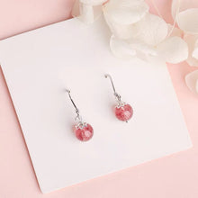 Load image into Gallery viewer, S925 Dangle 8.5mm AAA Strawberry Quartz Filigree Flower Small Dangle Earrings
