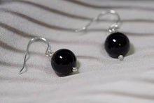 Load image into Gallery viewer, Steel Dangle 8mm Natural Green Agate Red Agate Obsidian White Jade Gemstone Earrings
