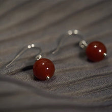 Load image into Gallery viewer, Steel Dangle 8mm Natural Green Agate Red Agate Obsidian White Jade Gemstone Earrings
