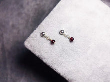 이미지를 갤러리 뷰어에 로드 , 단일 구슬 실버 스틸 3mm 작은 가넷 천연 보석 귀걸이
