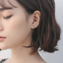 이미지를 갤러리 뷰어에 로드 , 단일 구슬 실버 스틸 3mm 작은 가넷 천연 보석 귀걸이
