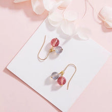 Load image into Gallery viewer, Silver/Gold AAA 8mm Labradorite 8.5mm Strawberry Quartz Cherry Design Style Earrings
