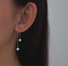 이미지를 갤러리 뷰어에 로드 , 골드/실버 스테인레스 스틸 5mm AAA 크리스탈 천연 래브라도라이트 귀걸이 6cm
