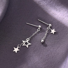 이미지를 갤러리 뷰어에 로드 , Asymmetrical 2-piece Different Design Korean Fashion Style Star Earrings, Stainless Steel, 5.5cm and 3cm Lengths, Trendy Jewelry.
