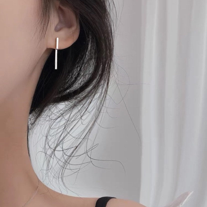 기하학 한국어 미니멀리스트 주얼리 스테인레스 스틸 직사각형 스틱 귀걸이 3.5cm 스터드