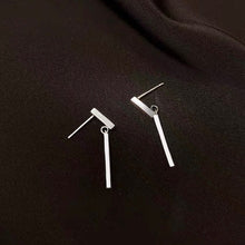 이미지를 갤러리 뷰어에 로드 , 기하학 한국어 미니멀리스트 주얼리 스테인레스 스틸 직사각형 스틱 귀걸이 3.5cm 스터드
