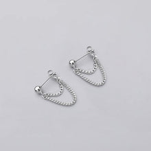 Load image into Gallery viewer, Surgical Steel Korean double 2x2mm Curb chain 3.5cm studs earrings Front To Back
