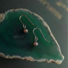 将图片加载到图库查看器，Minimalist 18K Gold Plated/ Steel 4mm Peach Button Pearls Nickel Free Steel Dangle Earrings
