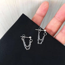 이미지를 갤러리 뷰어에 로드 , 한국어 더블 짧은 실버 1.2mmx1mm 2-2.5cm 미니 스터드 체인 귀걸이 미니멀리스트
