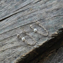 Load image into Gallery viewer, Korean Silver 3mm AAA Freshwater Pearls Steel Chain Earrings 3cm
