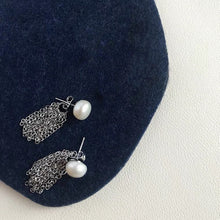 Load image into Gallery viewer, S925 8mm Button Natural AAA Pearls Chain Tassel 3cm Stud Earrings
