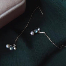 Load image into Gallery viewer, Natural 5mm Labradorite Freshwater Pearls Earrings Threader 12cm
