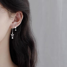 이미지를 갤러리 뷰어에 로드 , Asymmetrical 2-piece Different Design Korean Fashion Style Star Earrings, Stainless Steel, 5.5cm and 3cm Lengths, Trendy Jewelry.
