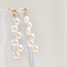 将图片加载到图库查看器，Korean Gold/Silver stud coin pearls flat side 6mm earrings
